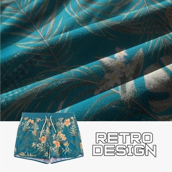 NWT Men's Lined Swim Trunks Pockets Tropical Print - Picture 4 of 6